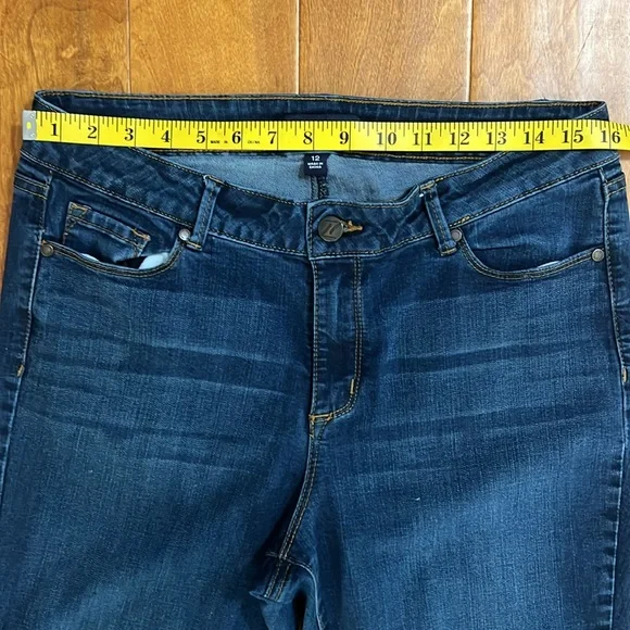 Adrienne Vittadini Blue Skinny Ankle Jeans Size 12 Mid Rise Classic Nautical - Picture 4 of 12